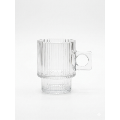 مج شاي زجاجي مضلع -6ق