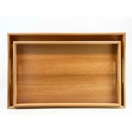 طقم صواني تقديم خشبية زان روماني قطعتين