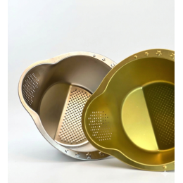 مصفاة ارز ستيل ذهبي وسلفر 