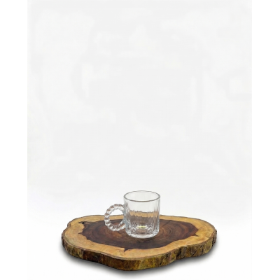 مج قهوة زجاجي 6ق مع يد لولي