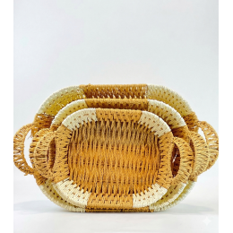 صنية حبل كتان بيضاوي بيدين 3ق 