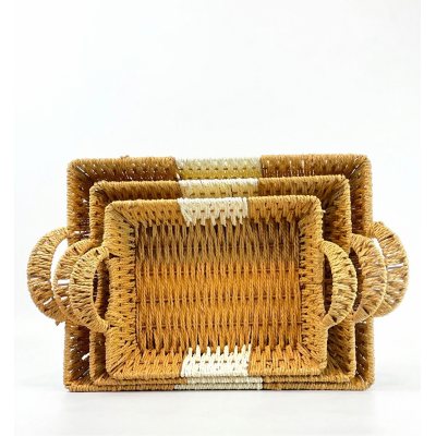 صنية حبل كتان مستطيل بيدين 3ق صنية حبل كتان مستطيل بيدين 3ق