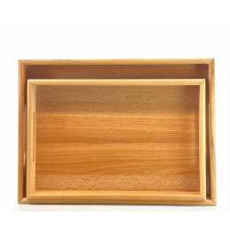 طقم صواني تقديم مستطيلة قطعتين - خشب زان