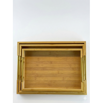 طقم صواني خشب بيد معدن 3 قطع طقم صواني خشب بيد معدن 3 قطع